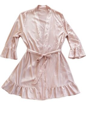 Satin Robe dusty pink size XL bell sleeves